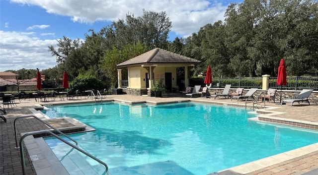 view of pool featuring a patio area