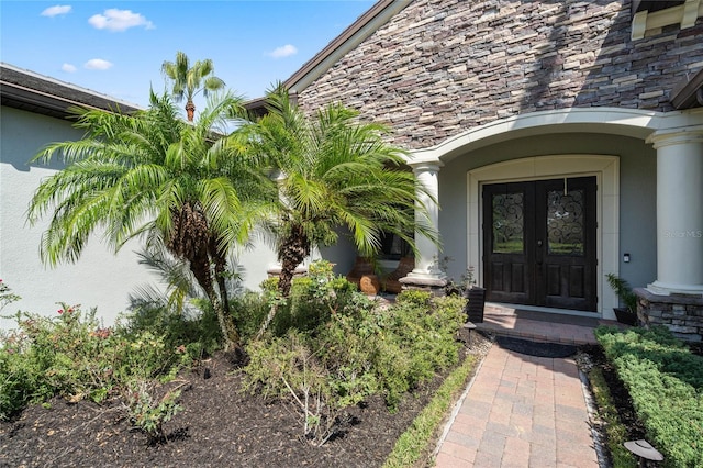 doorway to property with french doors