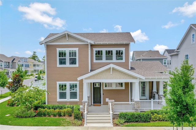 craftsman inspired home with covered porch