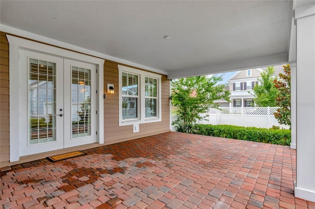 view of patio / terrace featuring french doors