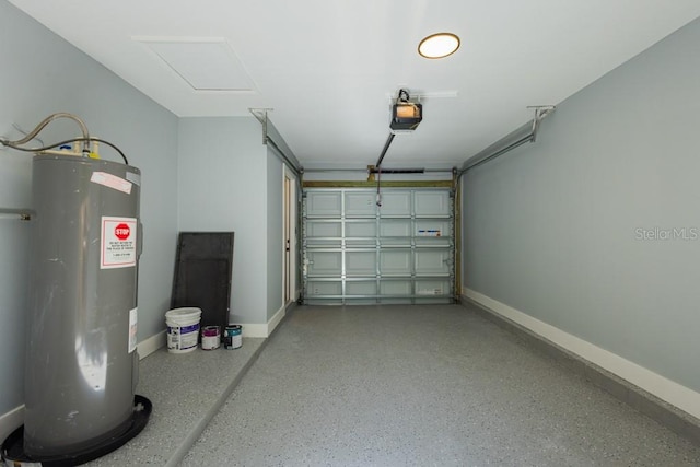 4230 Ponds Dr, Cocoa, FL 32927 - garage featuring water heater, baseboards, and a garage door opener