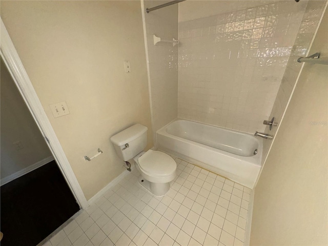 bathroom featuring tile patterned floors,  shower combination, and toilet