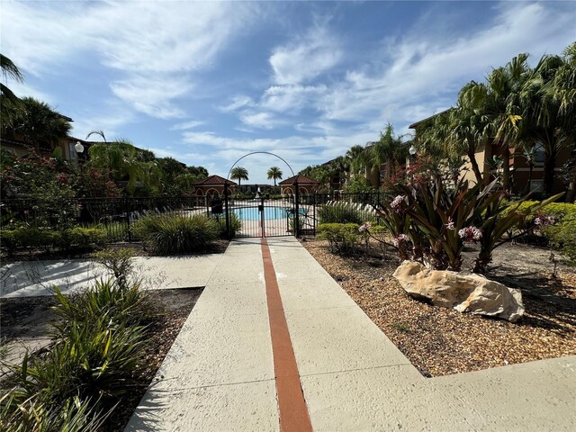 view of community featuring a gazebo and a pool