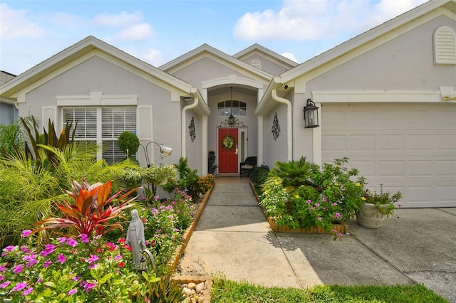 single story home with a garage