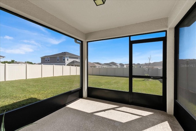 view of unfurnished sunroom