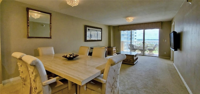 view of carpeted dining room