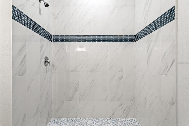 bathroom with a tile shower