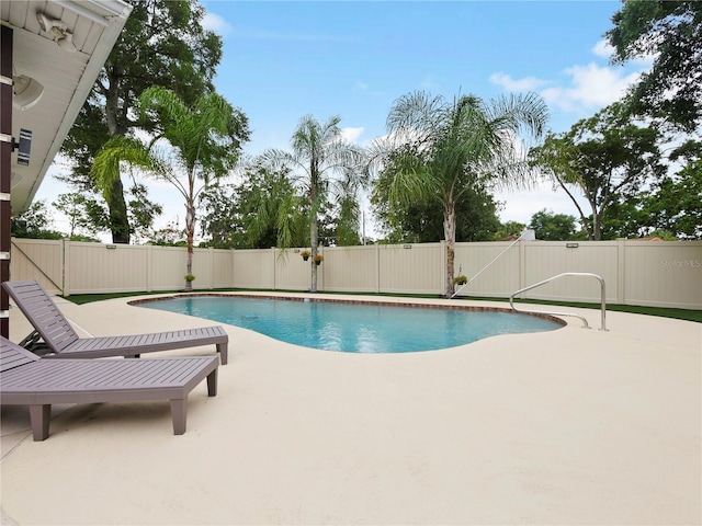 view of pool featuring a fenced in pool, a patio, and a fenced backyard