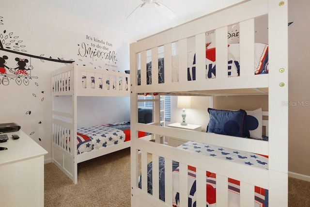 bedroom featuring carpet flooring and ceiling fan