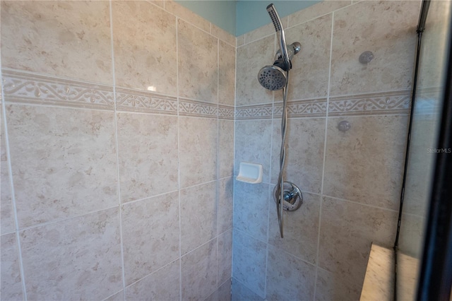 interior details featuring tiled shower