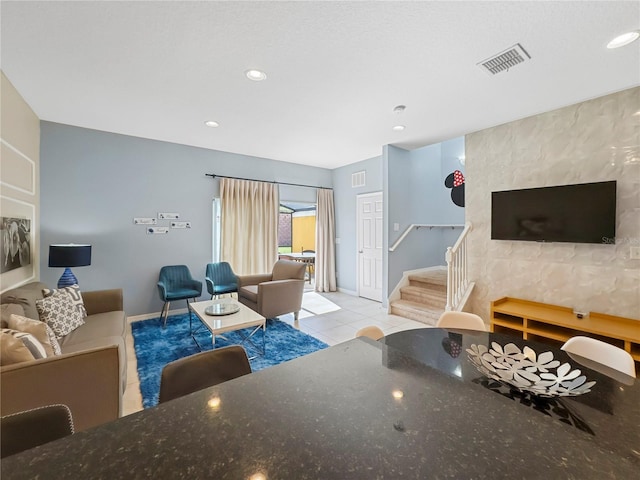 view of tiled living room