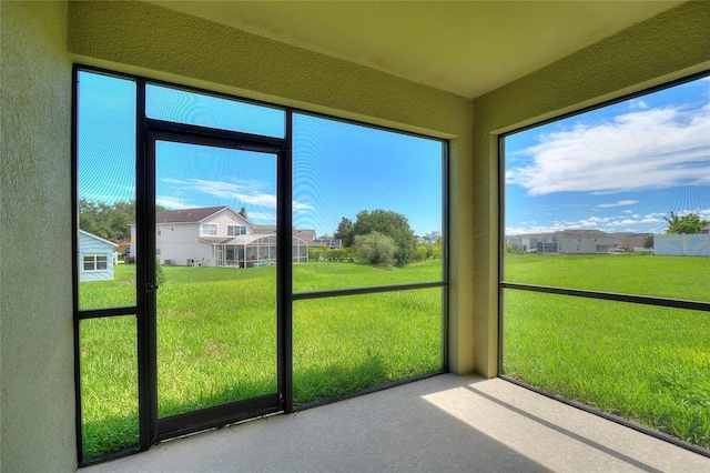 view of unfurnished sunroom