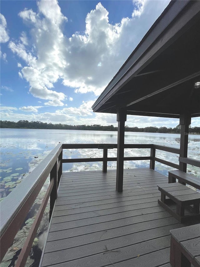 view of dock featuring a water view