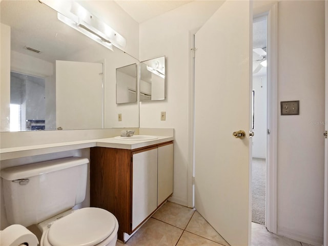 bathroom with tile patterned flooring, vanity, and toilet