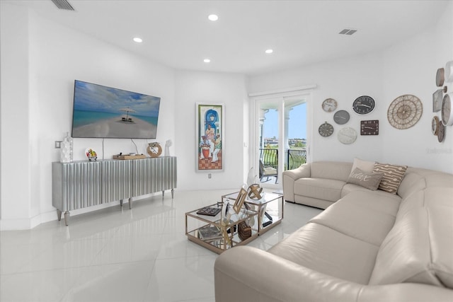 view of tiled living room