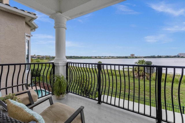 balcony with a water view