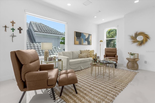 living room with plenty of natural light