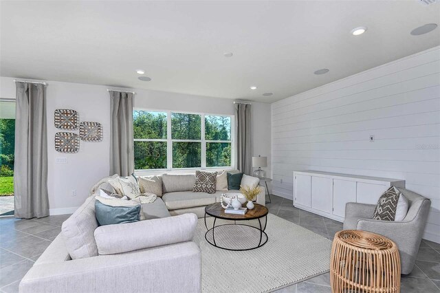 view of tiled living room