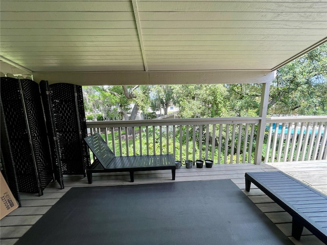 view of patio with a wooden deck