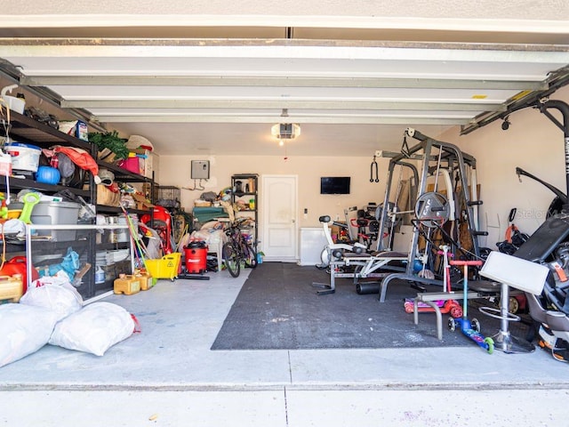 garage with a garage door opener