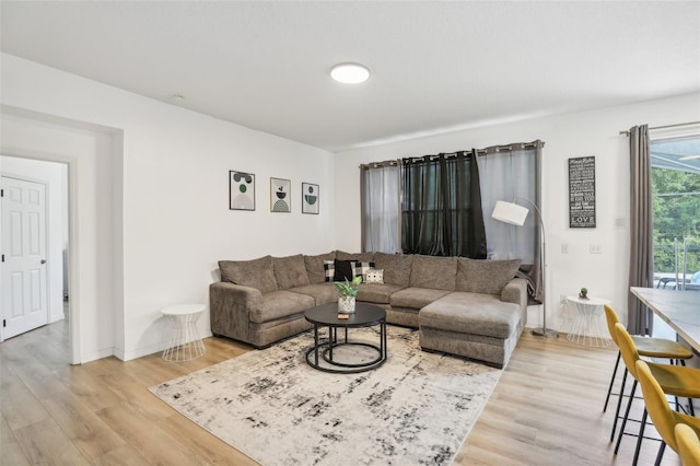 living room with light hardwood / wood-style floors