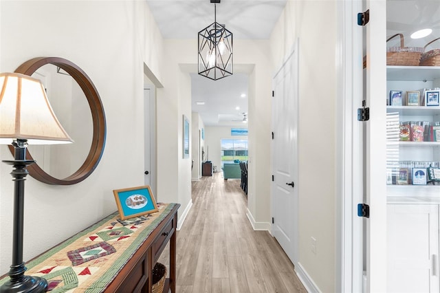 hall featuring light wood-type flooring