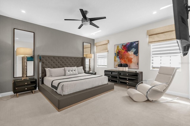 7416 Soiree Way, Reunion, FL 34747 - bedroom featuring light colored carpet, ceiling fan, and recessed lighting