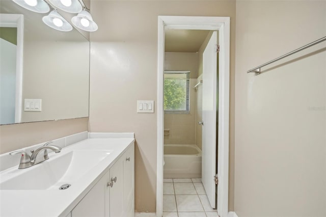 bathroom with vanity, shower / washtub combination, and tile patterned flooring