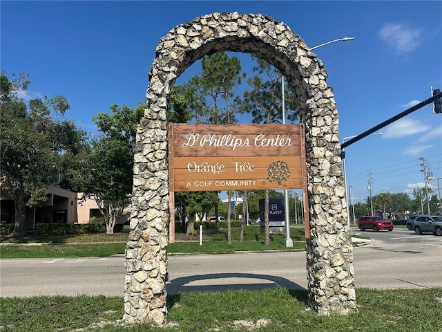 view of community sign