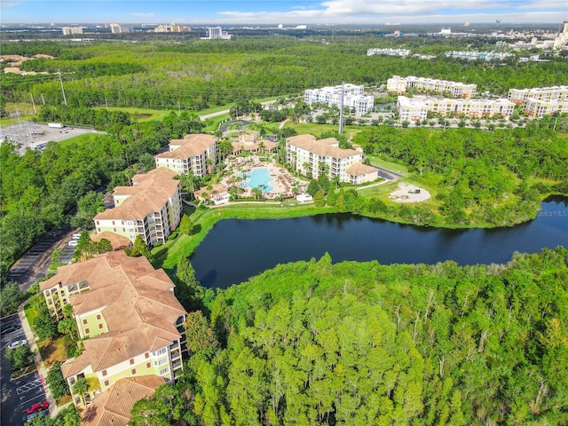 bird's eye view featuring a water view