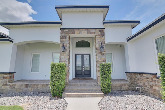 view of exterior entry with french doors