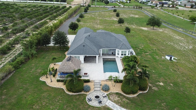 drone / aerial view featuring a rural view