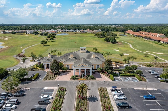 birds eye view of property featuring golf course view