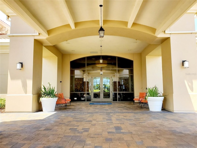 property entrance with french doors