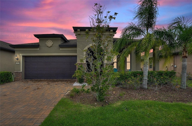 view of front of house with a garage