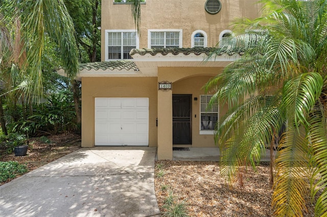 entrance to property with a garage