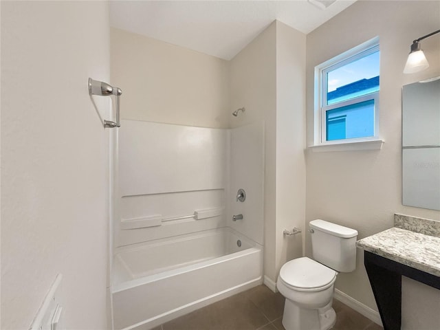 full bathroom featuring tile patterned floors, vanity, shower / bath combination, and toilet