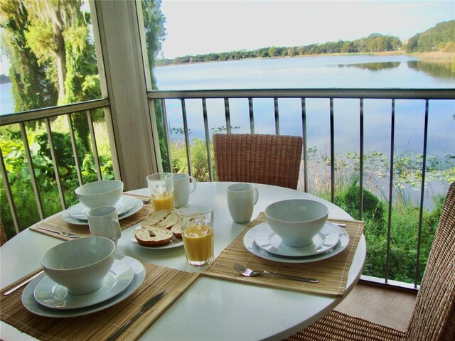 balcony with a water view