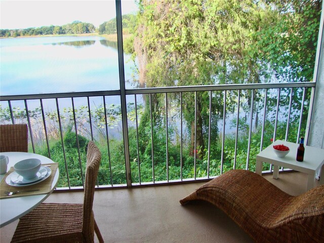 balcony with a water view