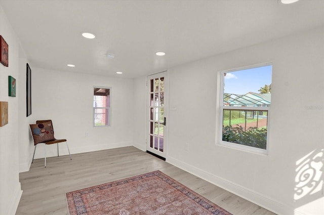 interior space featuring a wealth of natural light and light hardwood / wood-style floors