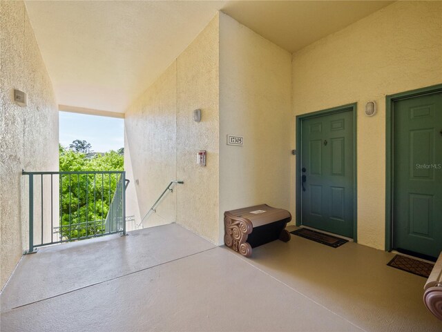 doorway to property with a balcony