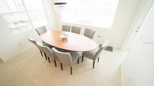 view of tiled dining room