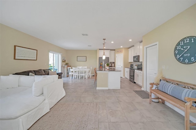 view of tiled living room