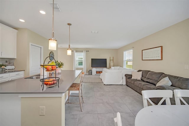 view of tiled living room