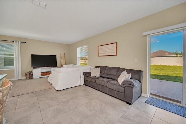 view of tiled living room