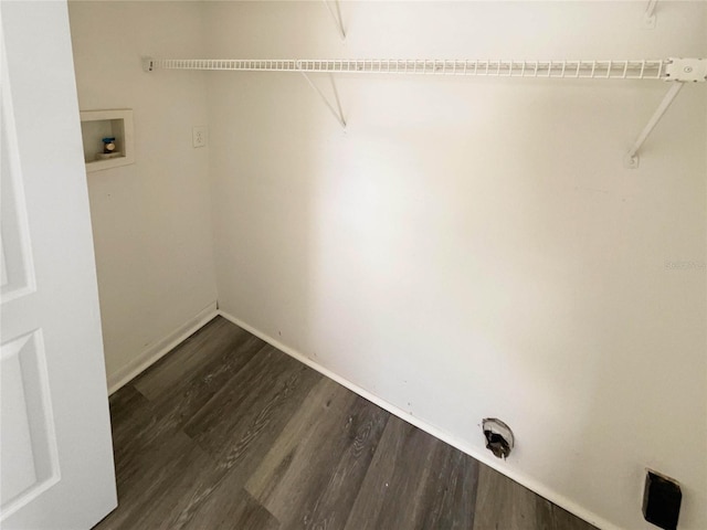 washroom featuring hookup for a washing machine and dark hardwood / wood-style floors