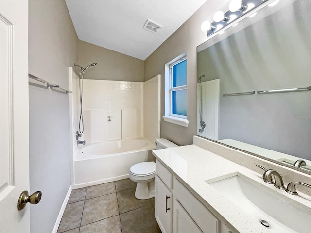 full bathroom featuring tile patterned flooring, vanity, toilet, and shower / bathing tub combination