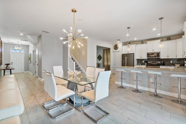 dining room with an inviting chandelier