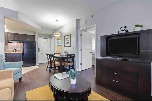 living room featuring dark hardwood / wood-style flooring