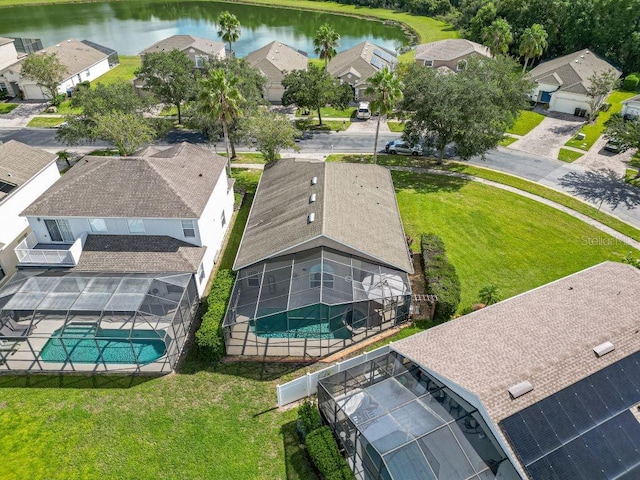 bird's eye view featuring a water view